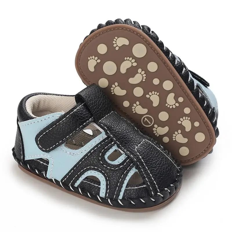 Sky Blue & Black Sandals SDL7503A