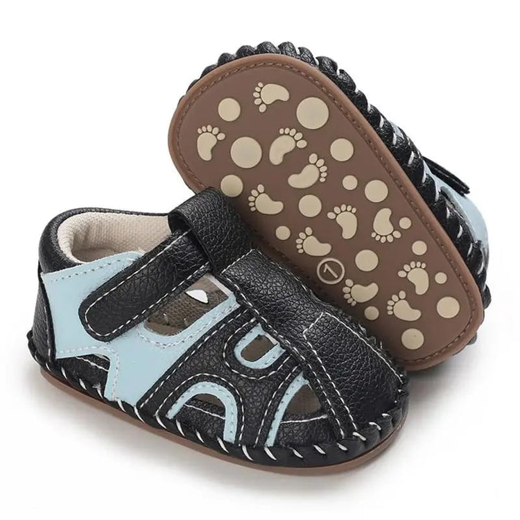 Sky Blue & Black Sandals SDL7503A