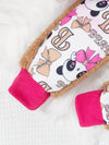 2pcs Baby's CUTE BEAR Embroidery Fuzzy Sweatshirt + Cartoon Panda Pattern Casual Pants, Toddler & Infant Girl's Clothing Set, Outdoor Cloth FD6406A