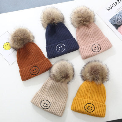 Gray Knitted Smile Winter Warm Cap CP5073C