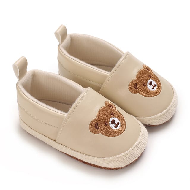 Cream Color Baby Animal Print Shoes Soft Comfortable PU Cute Bear Booties BST91112C