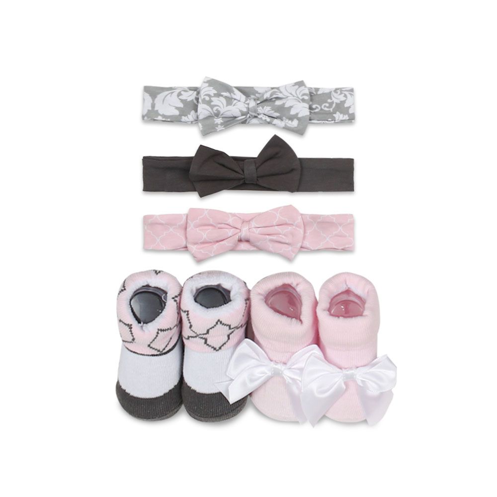 HB Baby Pink Headband & Socks 5pcs Set HA4001D