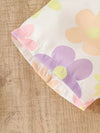 Girls' Mini Floral Ruffle Sleeve Top with Cute Shorts Set, Perfect for Outdoor FD6128A