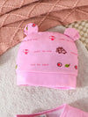 Adorable Pink Hedgehog Baby Romper Set with Matching Hat - Cute and Comfortable, Casual Spring/Fall Wear, Casual Wear |Playful Design| Comfortable Fi, for Outdoor BS6138A