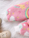 Rainbow Casual Fashion Furry Girls' Long Sleeve Long Pants Spring and Autumn Outerwear Two-piece Set HJ6208E