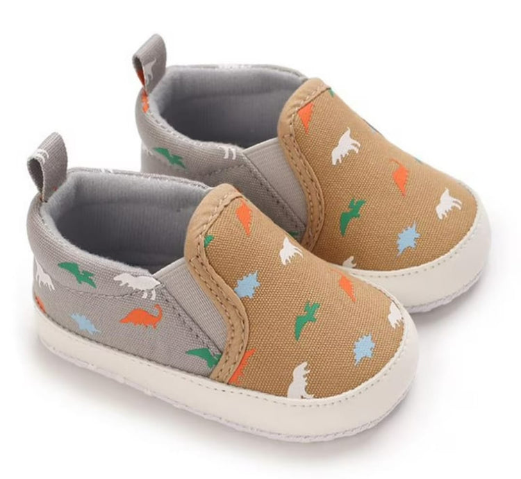 Baby Canvas Shoes Dinosaur Print Crib Shoes Casual Classic Anti-Slip Booties BST91113A