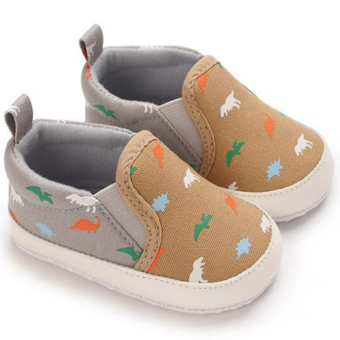 Baby Canvas Shoes Dinosaur Print Crib Shoes Casual Classic Anti-Slip Booties BST91113A