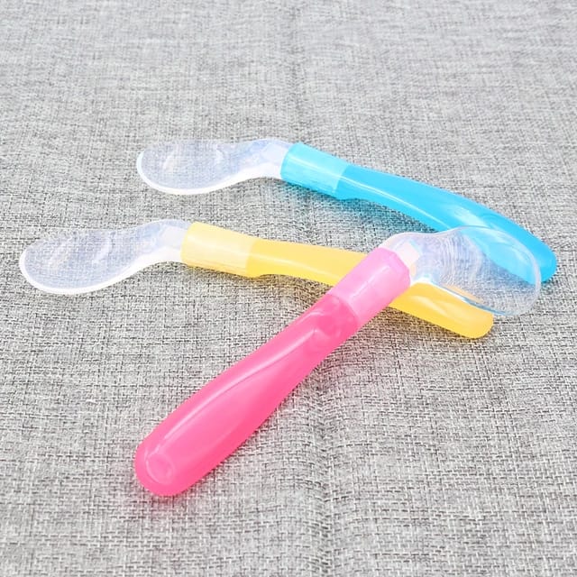 Blue Baby Silicone Feeding Cutlery Feeding Utensils Feeding Spoon Tableware FS110A