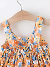 2pcs Set Summer Fashion Floral Print Sleeveless Dress and Matching Hat for Baby Girls, Cute Polyester Beach Dress with Bow Detail and Wide Hem, No Sling, Regular Fit FD6124C