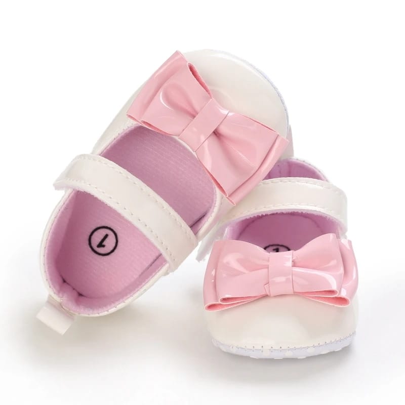 White Pink Bow Booties BTS9072B