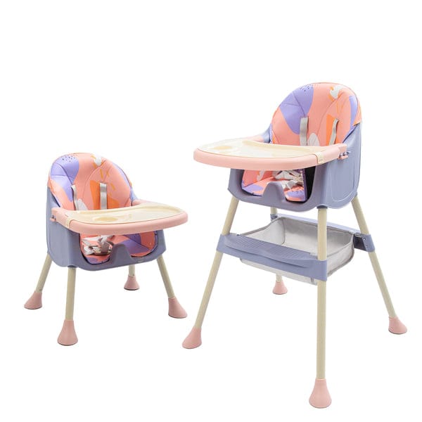 Pink Convertible Baby High Chair with Removable Tray & Adjustable Legs BCP1014B