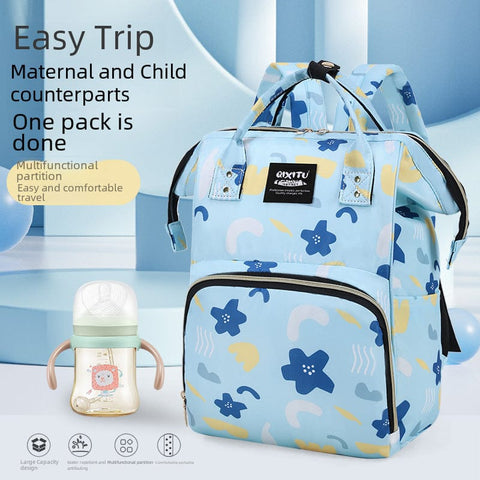 Sky Blue Diaper Bag for Mother Travel - Baby Diaper Backpack Bassinet BG5556