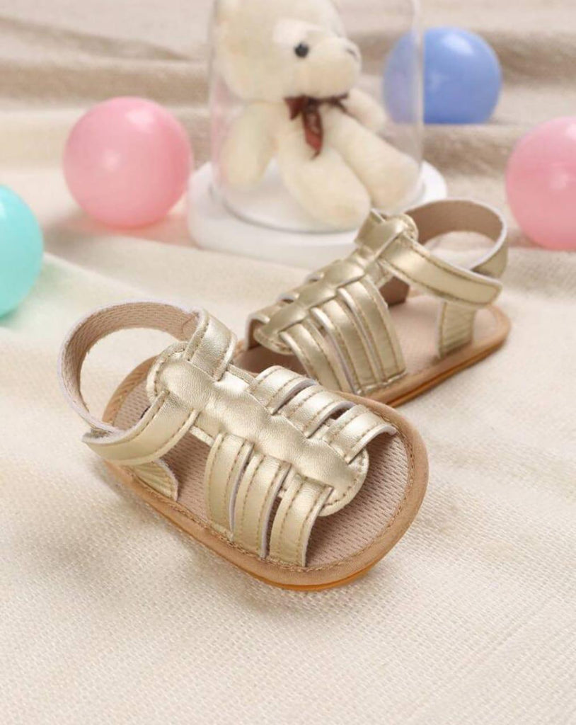 Baby Minimalist Hook-and-loop Fastener Strap Golden Sandals SDL7518C