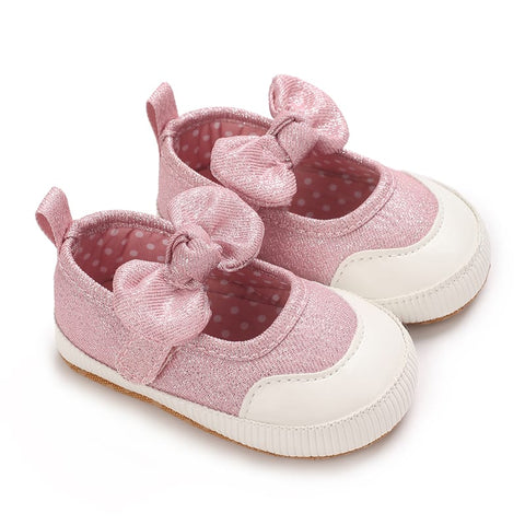 Pink Toddler Baby Girls Bowknot Princess Soft Sole Anti Slip Walking Booties BTS9106B