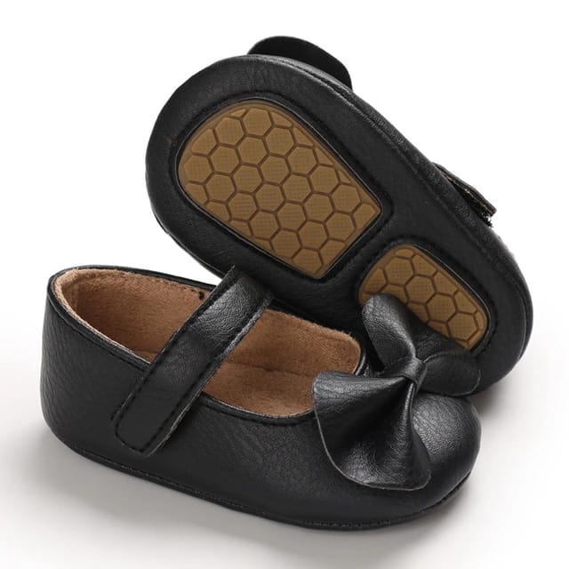 Black Bowknot Infant Casual Soft Sole Shoes SH7095B