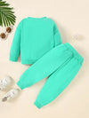 Casual Cartoon Baseball Graphic Kids Sweatshirt and Sweatpants Set - Polyester and Elastane Blend, Slight Stretch Knit Fabric, Perfect for Spring/Fall TS6099