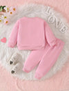 Girl's Autumn and Winter Sweatshirt and Pants Two-piece Set with Love Embroidery Casual Sports Suit, Perfect for Outdoor TS6099H