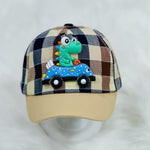 Children's Fashion Khaki Check Dino Cap CP5018D