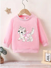 Pink ROYAL TOTS Girls' Cozy Cartoon Animal Sweatshirt - Long Sleeve, Crew Neck Pullover for Fall/Winter SS6096A