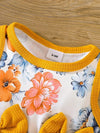 Toddler Baby Girls Casual Cute 2pcs Outfit, Floral Print Bow Sleeveless Dress & Ribbed Cardigan Outdoor Set FD6102E