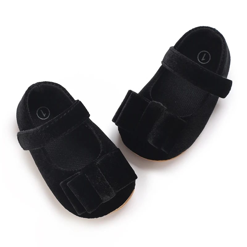 Black Princess Bow Tie Baby Girl Toddler Shoes SH7123A