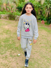 Gray Baby Girl Cute Sequence Hello Kitty Fashionable Long Sleeve Sports Sweatshirts + Trouser Autumn & Winter Flees Clothes Set Outdoor Wear TS6412B
