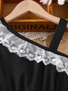 Elegant Lace-Trimmed Off-Shoulder Dress for Girls - Butterfly Embroidery, Tulle Skirt, Perfect for Birthdays & Parties, Summer Fashion, Party Dress FD6112B