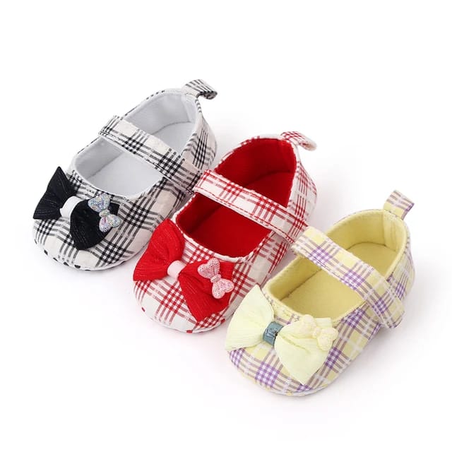 White & Black Check Soft Sole Booties BTS9004C