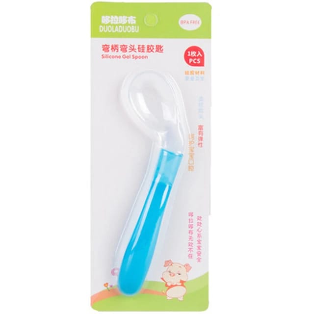 Blue Baby Silicone Feeding Cutlery Feeding Utensils Feeding Spoon Tableware FS110A