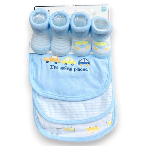 HB 5 Pieces Bibs & Socks Set; I am Going Places BB2023