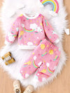 Rainbow Casual Fashion Furry Girls' Long Sleeve Long Pants Spring and Autumn Outerwear Two-piece Set HJ6208E
