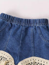 Girls' Fashion Tassel Top + Denim Shorts Set of 2 FD6114D