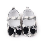 White & Black Check Soft Sole Booties BTS9004C