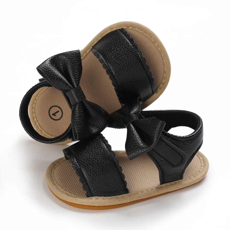 Black Color Fashion Cute Leather Bow Princess Sandals SDL7515C