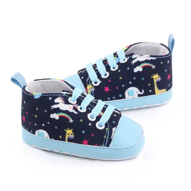 Blue Cartoon Print with Laces Booties BTS9021B