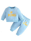 Kids 2pcs Outfit Set, Toddler Boys Girls Fashion Casual Crew Neck Sweatshirt with Pant TS6043I