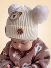 Cream Color Baby Bear Face Warm Winter Wool Cap (0 Months - 24 Months) CP5105B