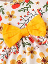 Adorable 3pcs Baby Girl Outfit Set: Floral Print Long Sleeve Top, Cozy Cotton Blend Pants & Matching Headband - Machine Washable, Perfect for Outdoor FD6125G
