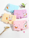 4-Pack Girls' Cotton Cartoon Print Underwear, Soft Breathable Medium Stretch Knit Fabric Boxer Briefs, Regular Fit for Kids US6113E
