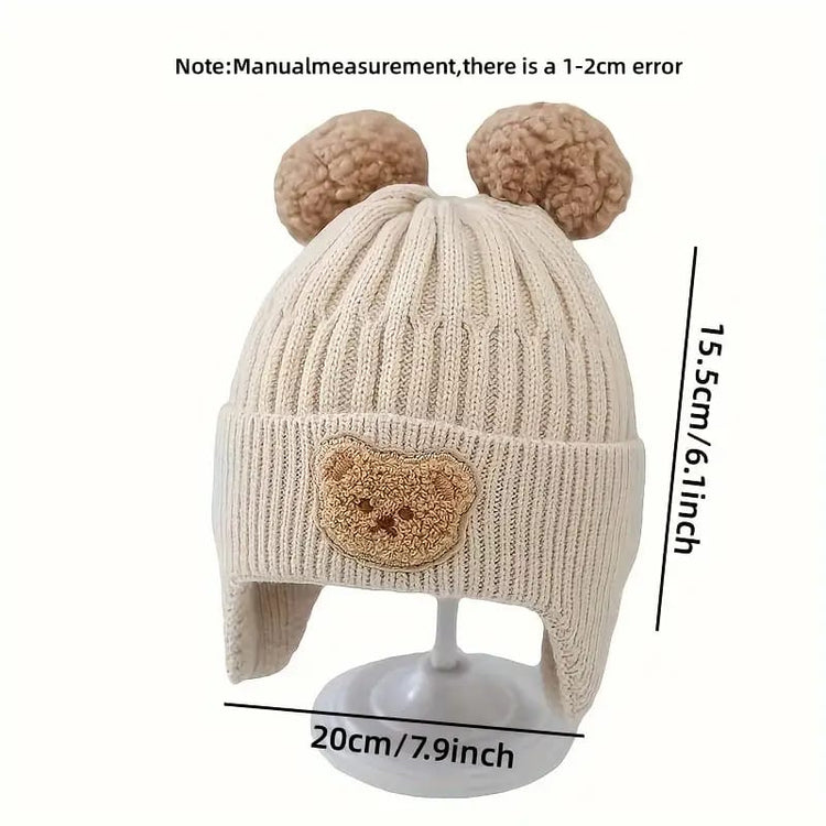 Bear Ears Knit Beanie for Youngsters - Soft Cotton, Stretch Fit CP5103