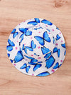 2pcs Girls' Elegant Butterfly Pattern Asymmetrical Spaghetti Strap Knit Vest Dress + Printed Hat, Suitable for Spring and Summer Vacation FD6128B