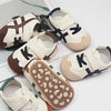 White & Brown Breathable British Style Baby Sneakers - Non-Slip Soft Sole, Mid-Top Design for Infants & Newborns, All-Season Outdoor & Daily Wear Shoes SH7169C