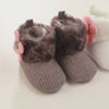 Gray Girls' Winter Snow Boots - Slip-On Ankle-High Cold Weather Shoes with Soft Fabric Sole, Warm Toddler Shoes SH7171A
